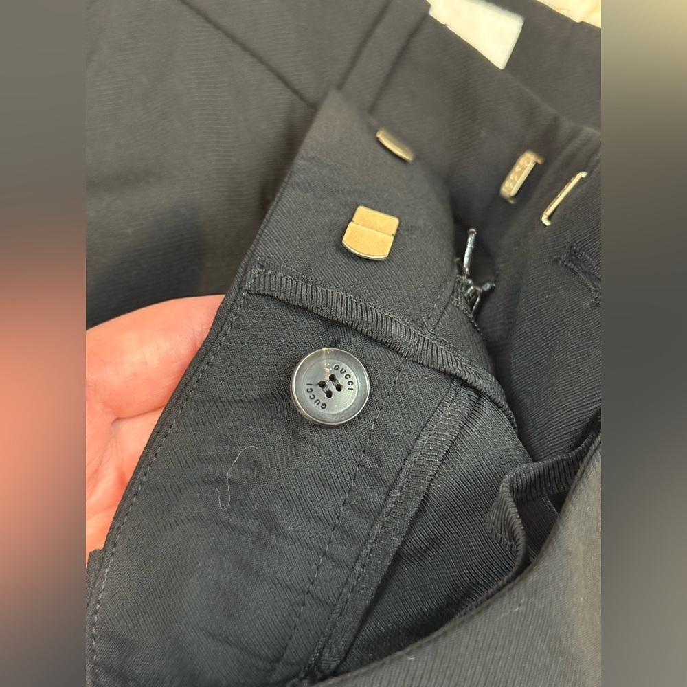 Gucci Uniform Black wool Pants Trousers raw hem size 40 pocket zip straight leg - Picture 8 of 14